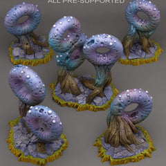 Tabletop Miniatur Figur "Donut Mushrooms" für 28mm Maßstab, im Set oder einzeln erhältlich, unbemalte Pilze für Terrain, DnD - Role Playing Miniatures