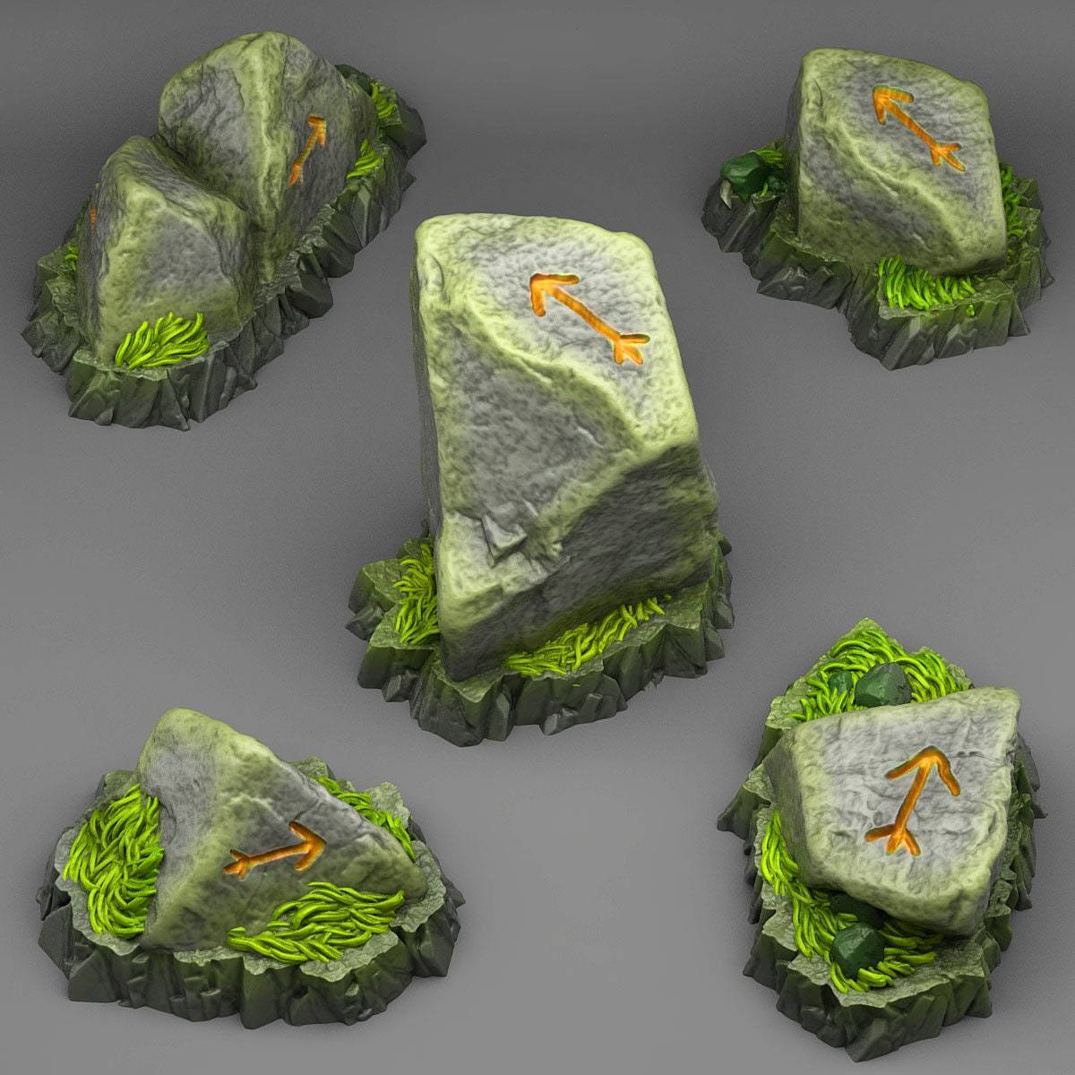 Tabletop Miniatur Figur "Oriented Traveler Stones" für 28mm Maßstab, im Set oder einzeln erhältlich, unbemalte Steine für Terrain und DnD - Role Playing Miniatures