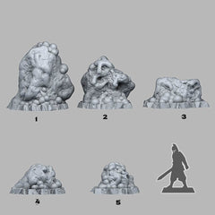 Tabletop Miniatur Figur "Virus Rocks" für 28mm Maßstab, im Set oder einzeln erhältlich, unbemalte Steine für Terrain und Diorama, DnD - Role Playing Miniatures