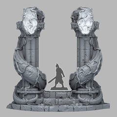 Tabletop Miniatur Figur "Snake God Portal" für 28mm Maßstab, unbemaltes Tor für Terrain, Diorama, Deko, Grimdark, Schlange, DnD - Role Playing Miniatures