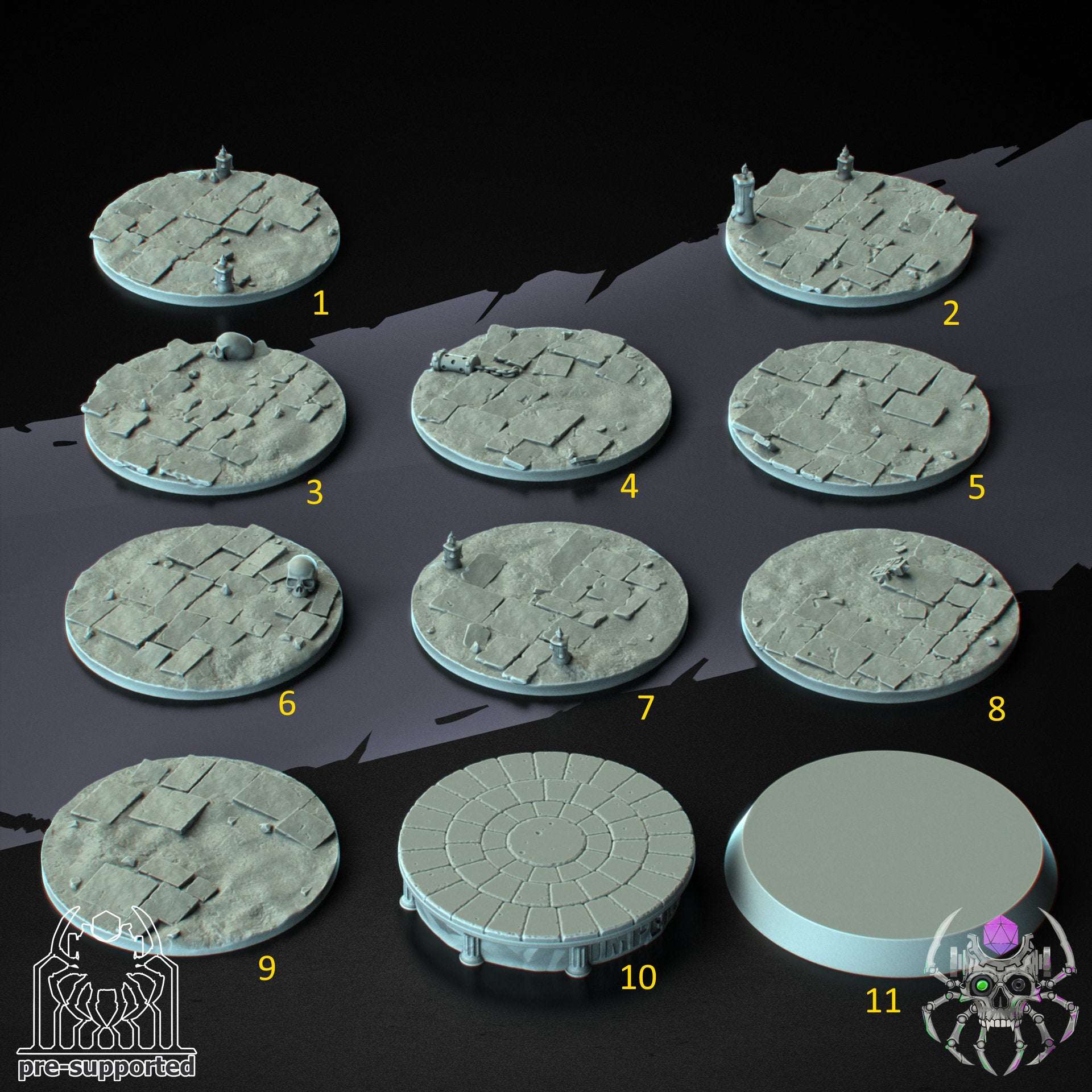 Base Pack Ø 40 mm, 11 Stück, als Pack oder einzeln, Tabletop, Miniatur, Wargaming, Warhammer, Grimdark, RPG, Base, Basis - Role Playing Miniatures