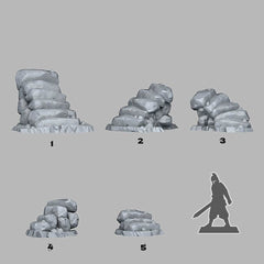 Tabletop Miniatur Figur "Natural Stone Stairs" für 28mm Maßstab, im Set oder einzeln erhältlich, unbemalte Ruine für Terrain und Diorama - Role Playing Miniatures