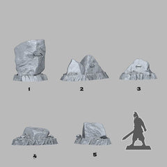 Tabletop Miniatur Figur "Oriented Traveler Stones" für 28mm Maßstab, im Set oder einzeln erhältlich, unbemalte Steine für Terrain und DnD - Role Playing Miniatures