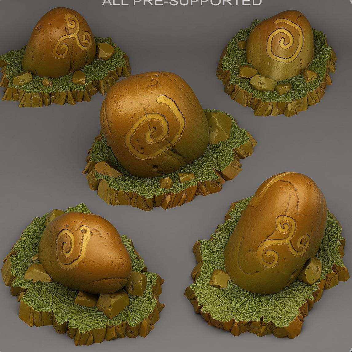 Tabletop Miniatur Figur "Druidic Giant Pebbles" für 28mm Maßstab, im Set oder einzeln erhältlich, unbemalte Steine für Terrain und Diorama - Role Playing Miniatures