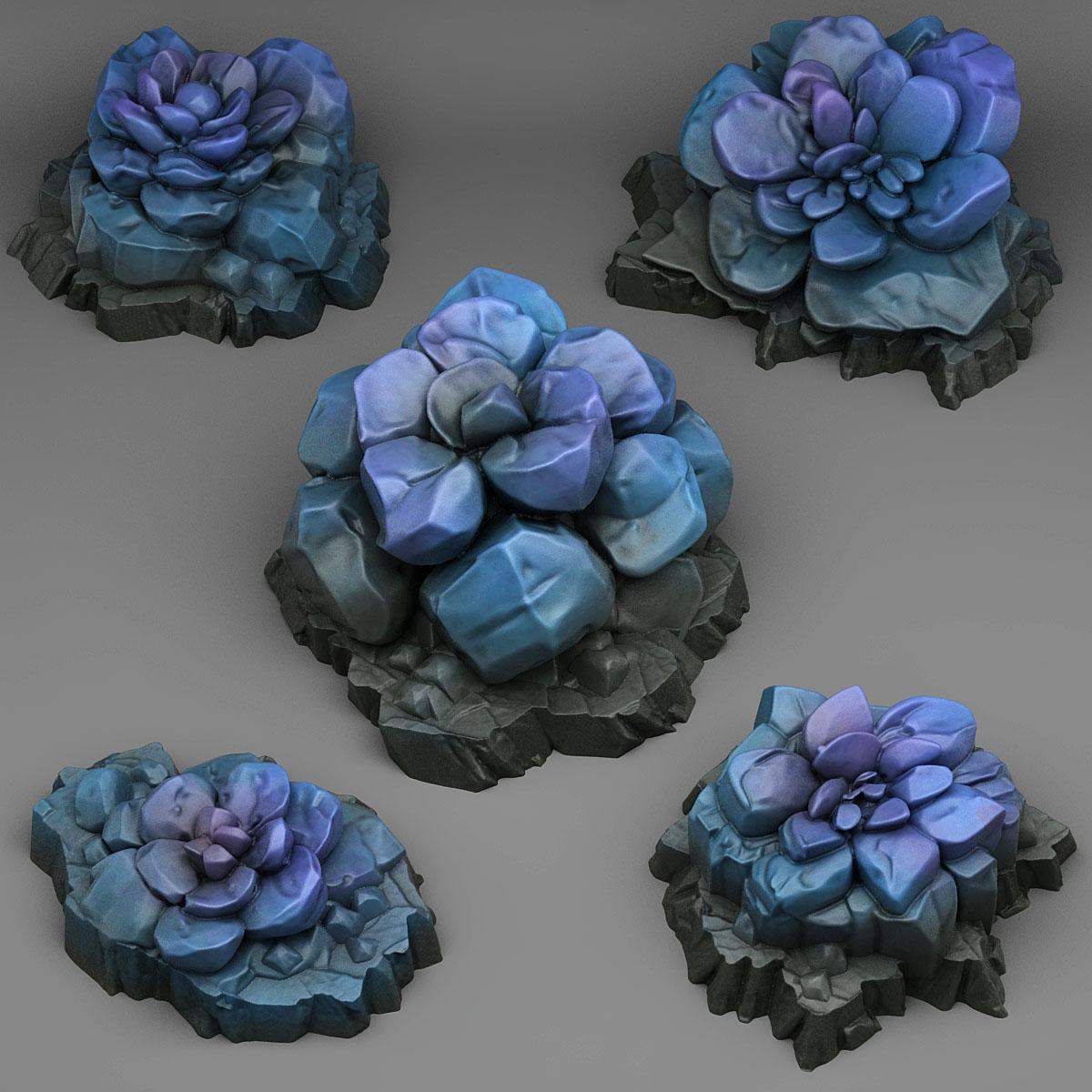 Tabletop Miniatur Figur &quot;Mineral Flowers&quot; für 28mm Maßstab, im Set oder einzeln erhältlich, unbemalte Pflanzen für Terrain und Diorama