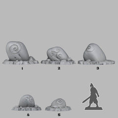 Tabletop Miniatur Figur "Druidic Giant Pebbles" für 28mm Maßstab, im Set oder einzeln erhältlich, unbemalte Steine für Terrain und Diorama - Role Playing Miniatures