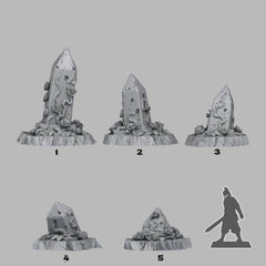 Tabletop Miniatur Figur &quot;Enchanted Obelisks&quot; für 28mm Maßstab, im Set oder einzeln erhältlich, unbemalte Ruinen für Terrain und Diorama