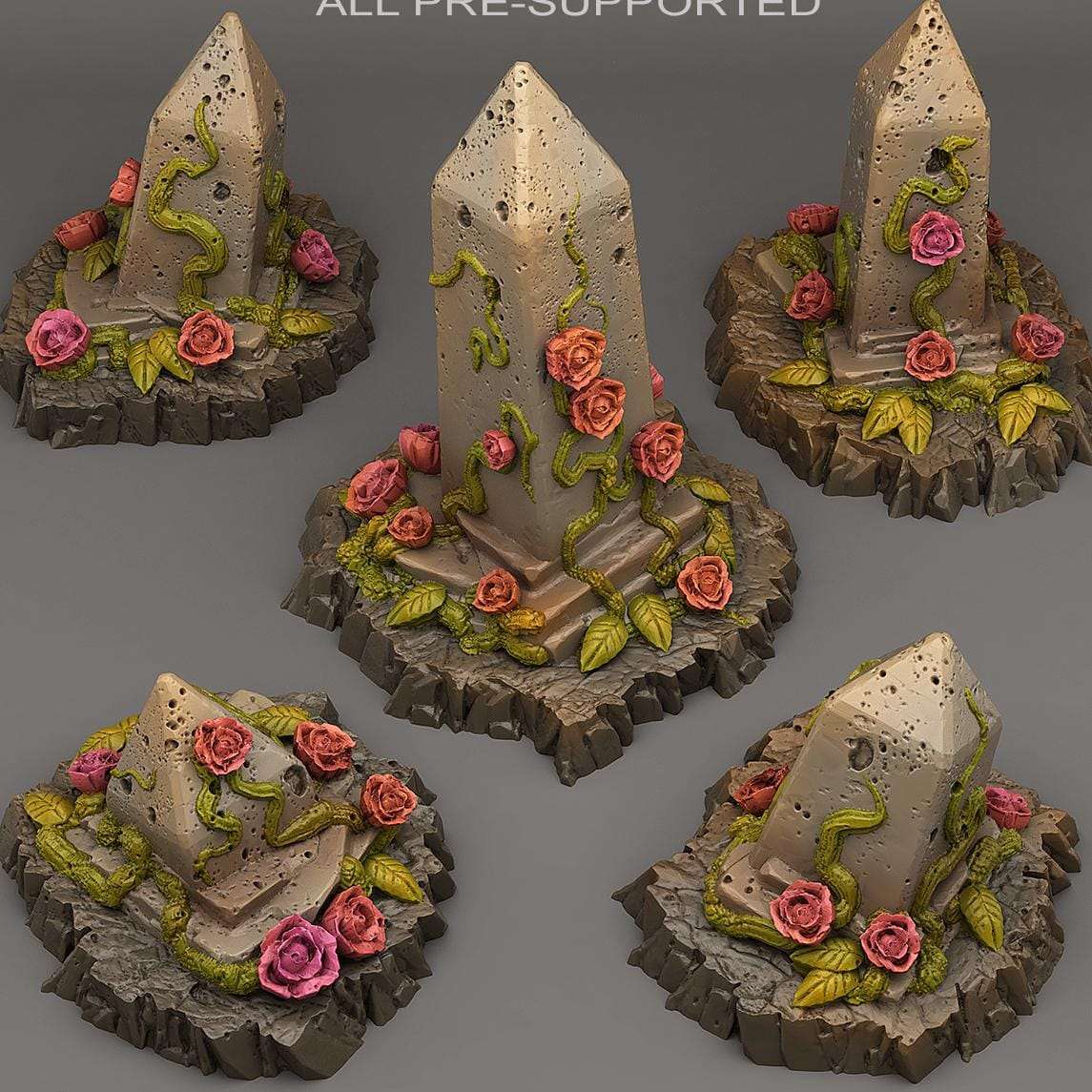 Tabletop Miniatur Figur &quot;Enchanted Obelisks&quot; für 28mm Maßstab, im Set oder einzeln erhältlich, unbemalte Ruinen für Terrain und Diorama