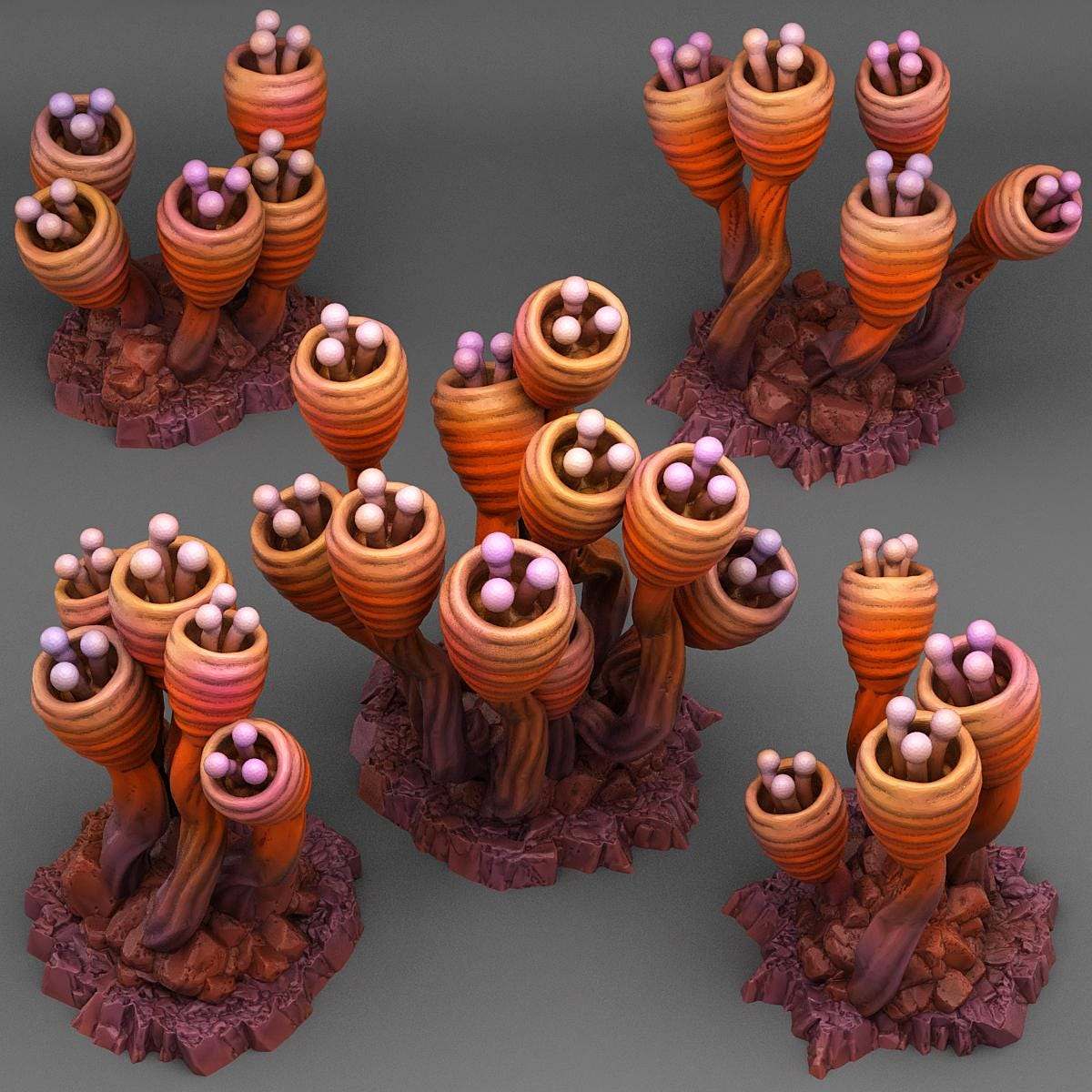 Tabletop Miniatur Figur &quot;Alien Anemone&quot; für 28mm Maßstab, im Set oder einzeln erhältlich, unbemalte Pflanzen für Terrain und Diorama