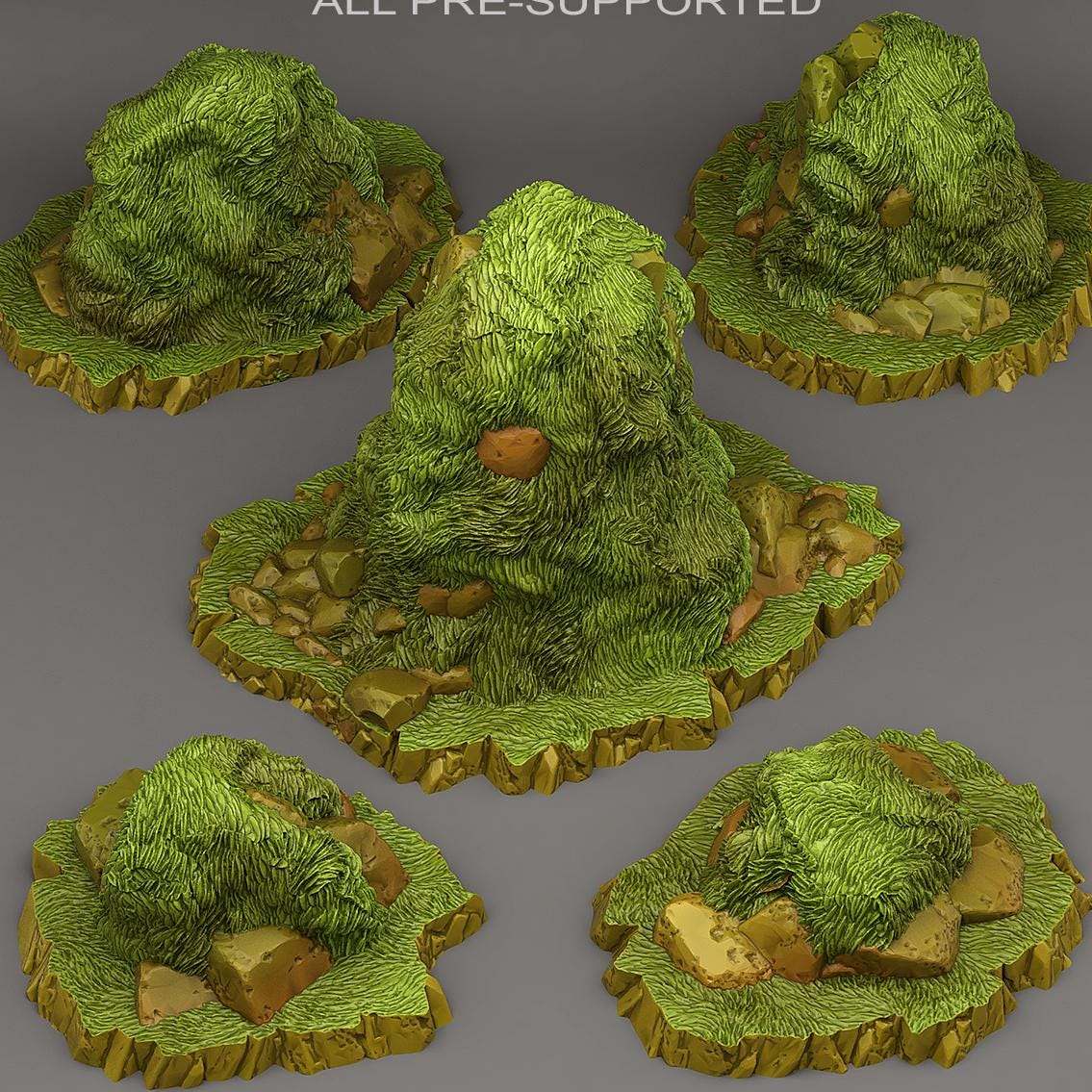 Tabletop Miniatur Figur &quot;Curious Grassy Rocks&quot; für 28mm Maßstab, im Set oder einzeln erhältlich, unbemalte Steine für Terrain und DnD