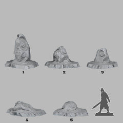 Tabletop Miniatur Figur &quot;Fossil Rocks&quot; für 28mm Maßstab, im Set oder einzeln erhältlich, unbemalte Steine für Terrain und DnD