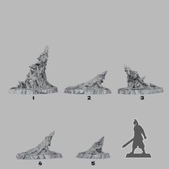 Tabletop Miniatur Figur &quot;Nekrons Stalagmites&quot; für 28mm Maßstab, im Set oder einzeln erhältlich, unbemalte Steine für Terrain und DnD