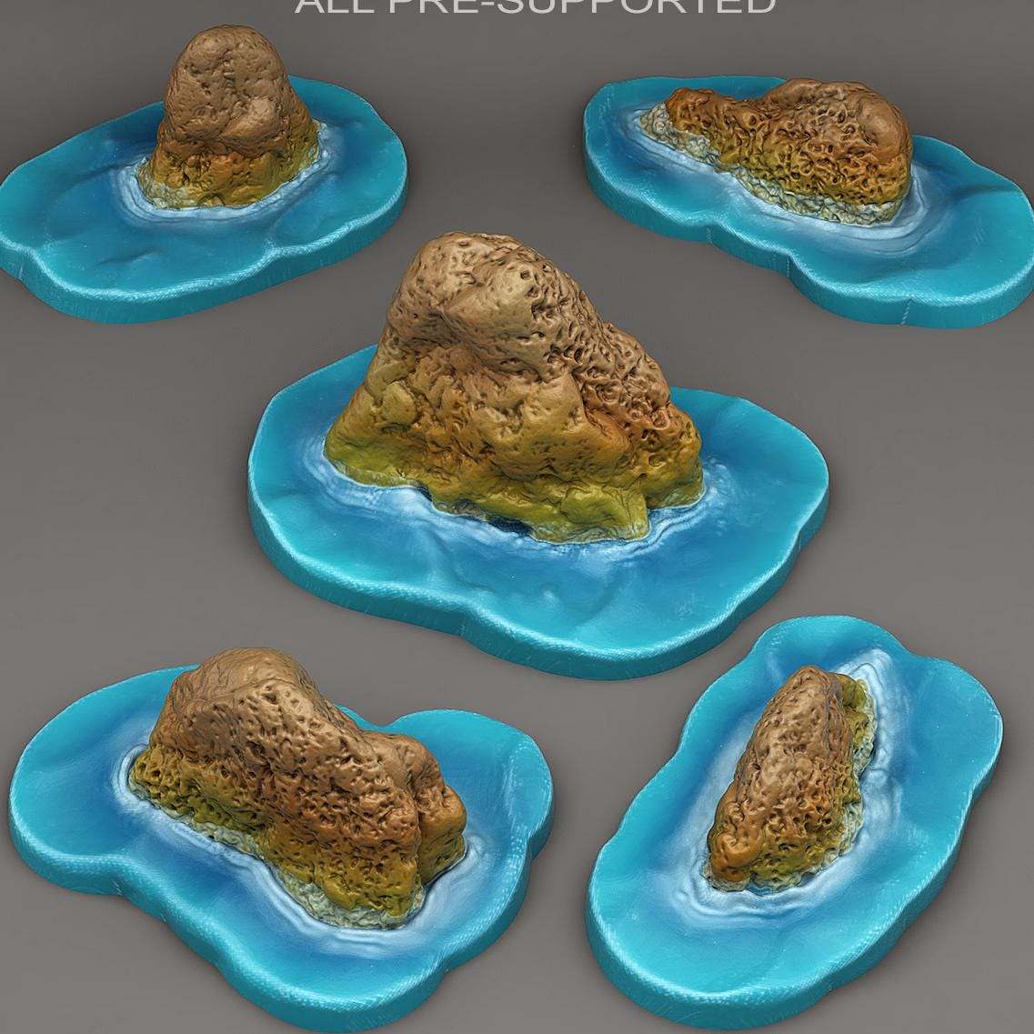 Tabletop Miniatur Figur &quot;Reef Stones&quot; für 28mm Maßstab, im Set oder einzeln erhältlich, unbemalte Steine für Terrain und DnD