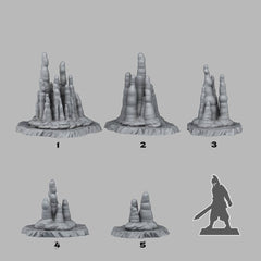 Tabletop Miniatur Figur &quot;Ice Stalagmites&quot; für 28mm Maßstab, im Set oder einzeln, unbemalte Steine für Terrain, DnD und Diorama