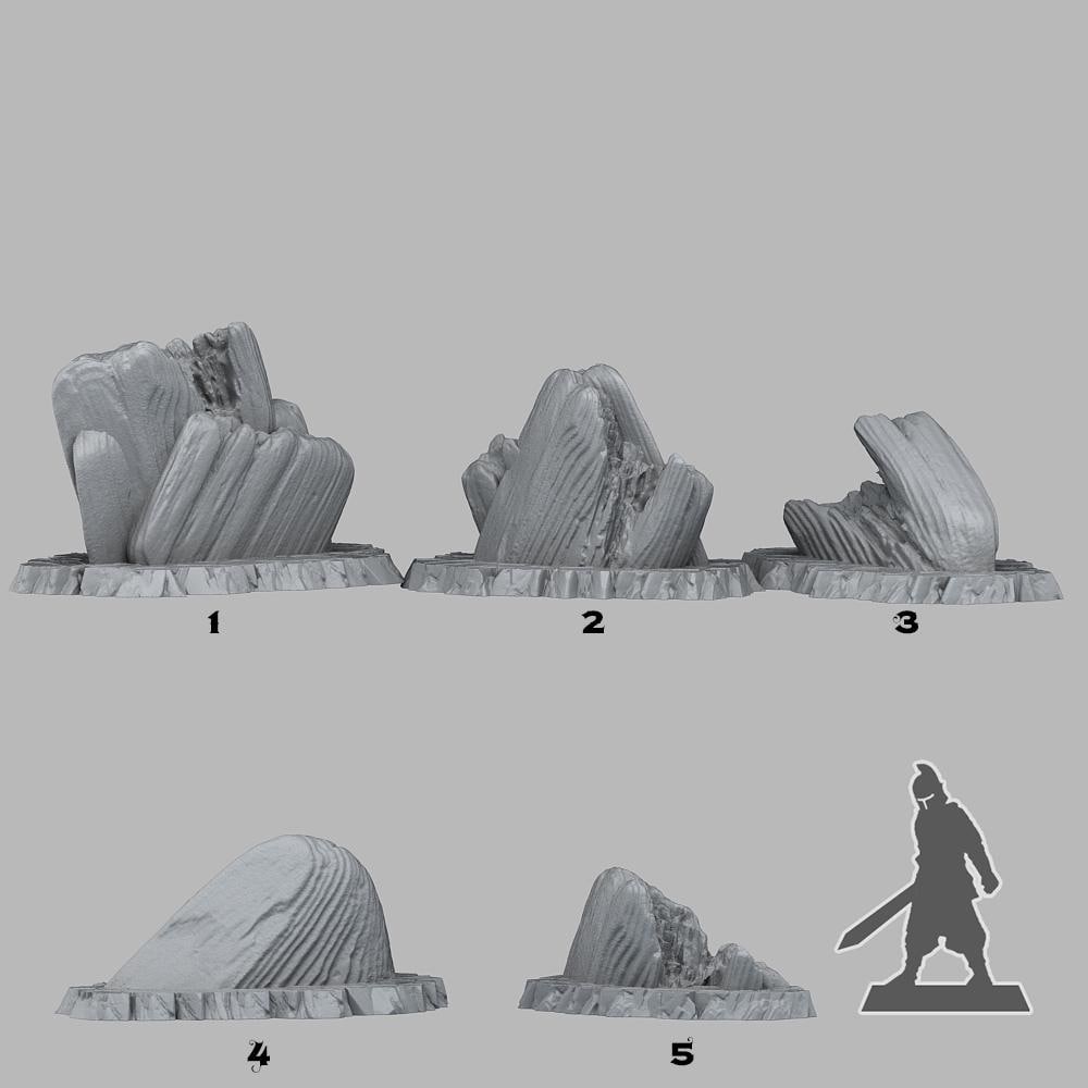 "Acid Melted Stones" für 28mm Maßstab, im Set oder einzeln erhältlich, unbemalte Steine für Terrain und Diorama - Role Playing Miniatures