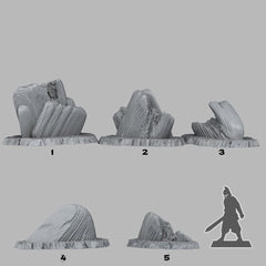 "Acid Melted Stones" für 28mm Maßstab, im Set oder einzeln erhältlich, unbemalte Steine für Terrain und Diorama - Role Playing Miniatures