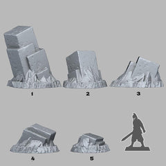 Tabletop Miniatur Figur "Sugarcube Pillars" für 28mm Maßstab, im Set oder einzeln erhältlich, unbemalte Ruinen für Terrain, DnD und Diorama - Role Playing Miniatures