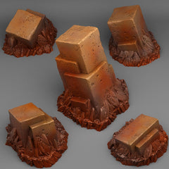 Tabletop Miniatur Figur "Sugarcube Pillars" für 28mm Maßstab, im Set oder einzeln erhältlich, unbemalte Ruinen für Terrain, DnD und Diorama - Role Playing Miniatures