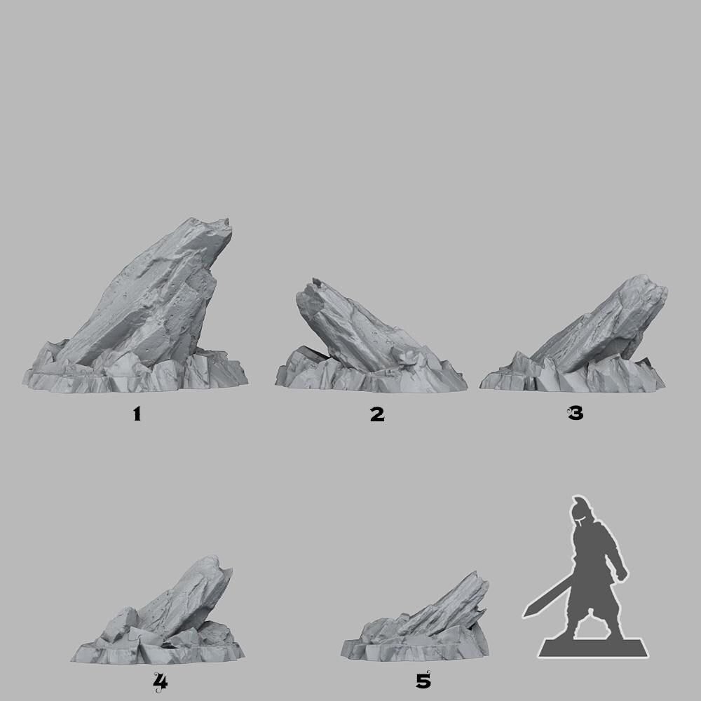 Tabletop Miniatur Figur "Martian Cliffs" für 28mm Maßstab, im Set oder einzeln erhältlich, unbemalte Steine für Terrain, Diorama und DnD - Role Playing Miniatures