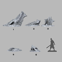 Tabletop Miniatur Figur "Old Creature Bones" für 28mm Maßstab, im Set oder einzeln erhältlich, unbemalte Knochen für Terrain, DnD, Diorama - Role Playing Miniatures