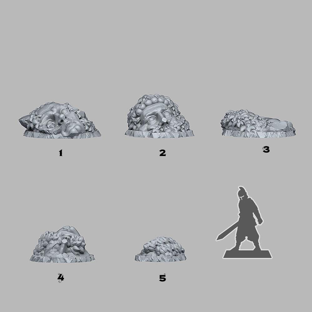 Tabletop Miniatur Figur "Overgrown Statues" für 28mm Maßstab, im Set oder einzeln erhältlich, unbemalte Ruinen für Terrain und Diorama - Role Playing Miniatures
