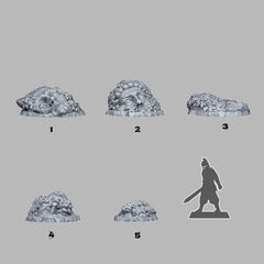 Tabletop Miniatur Figur "Overgrown Statues" für 28mm Maßstab, im Set oder einzeln erhältlich, unbemalte Ruinen für Terrain und Diorama - Role Playing Miniatures