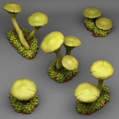 Tabletop Miniatur Figur "Toxic Mushrooms" für 28mm Maßstab, im Set oder einzeln erhältlich, unbemalte Pilze für Terrain, Diorama und DnD - Role Playing Miniatures