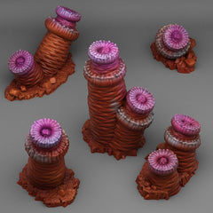 Tabletop Miniatur Figur "Monstrous Worm Plants" für 28mm Maßstab, im Set oder einzeln erhältlich, unbemalte Pflanzen für Terrain, DnD - Role Playing Miniatures