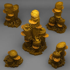 Tabletop Miniatur Figur "Enchanted Mushroom Logs" für 28mm Maßstab, im Set oder einzeln erhältlich, unbemalte Pilze für Terrain und DnD - Role Playing Miniatures