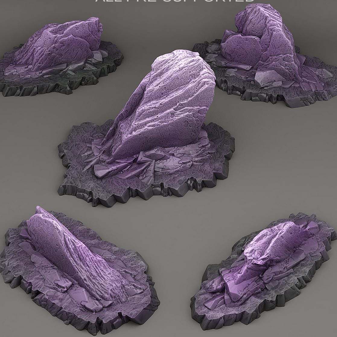 Tabletop Miniatur Figur "Maleficent Slates" für 28mm Maßstab, im Set oder einzeln erhältlich, unbemalte Steine für Terrain und Diorama - Role Playing Miniatures
