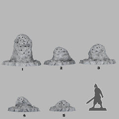 Tabletop Miniatur Figur "Giant Anthills" für 28mm Maßstab, im Set oder einzeln erhältlich, unbemalte Steine für Terrain und Diorama - Role Playing Miniatures