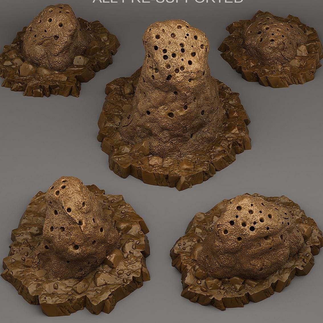 Tabletop Miniatur Figur "Giant Anthills" für 28mm Maßstab, im Set oder einzeln erhältlich, unbemalte Steine für Terrain und Diorama - Role Playing Miniatures