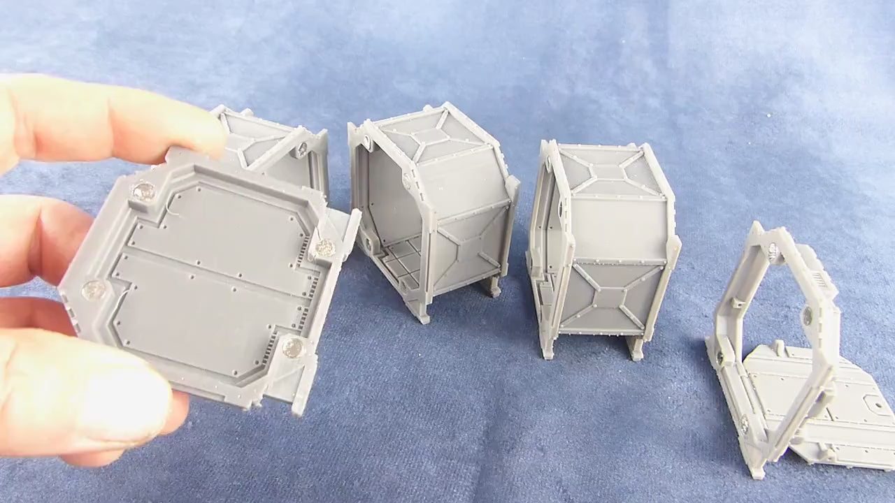 Standard Shipping Container 3 Segmente+Front+End | Passend für Colossus Chassis | Magnetisiert | Modular| 28mm | Tabletop | Grimdark | 40K