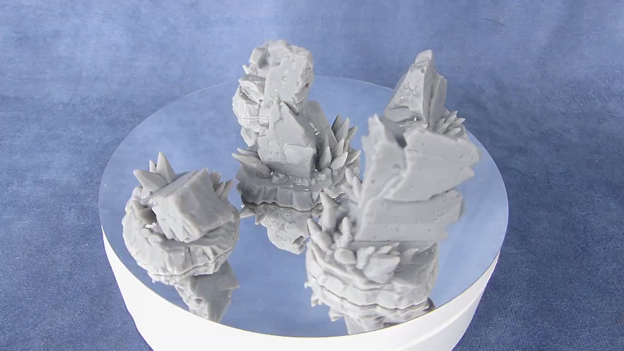 Frozen Rocks | 28mm Scale | Teile-Set | unbemalt | Fels | Tabletop | Terrain | Deko | Steine | Ornamente | DnD | Berg | Eis