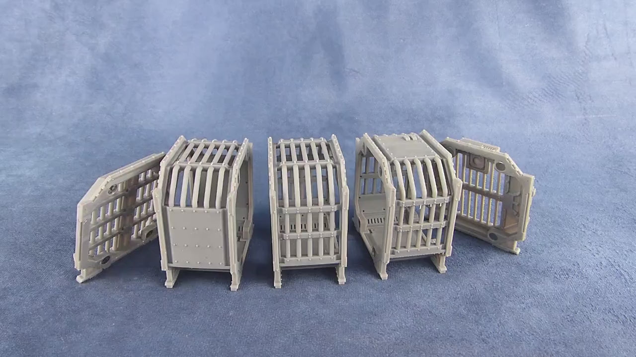 Standard Prison Container 3 Segmente + Front + End | Passend für Colossus Chassis | Magnetisiert | Modular| 28mm | Tabletop | Grimdark | 40K